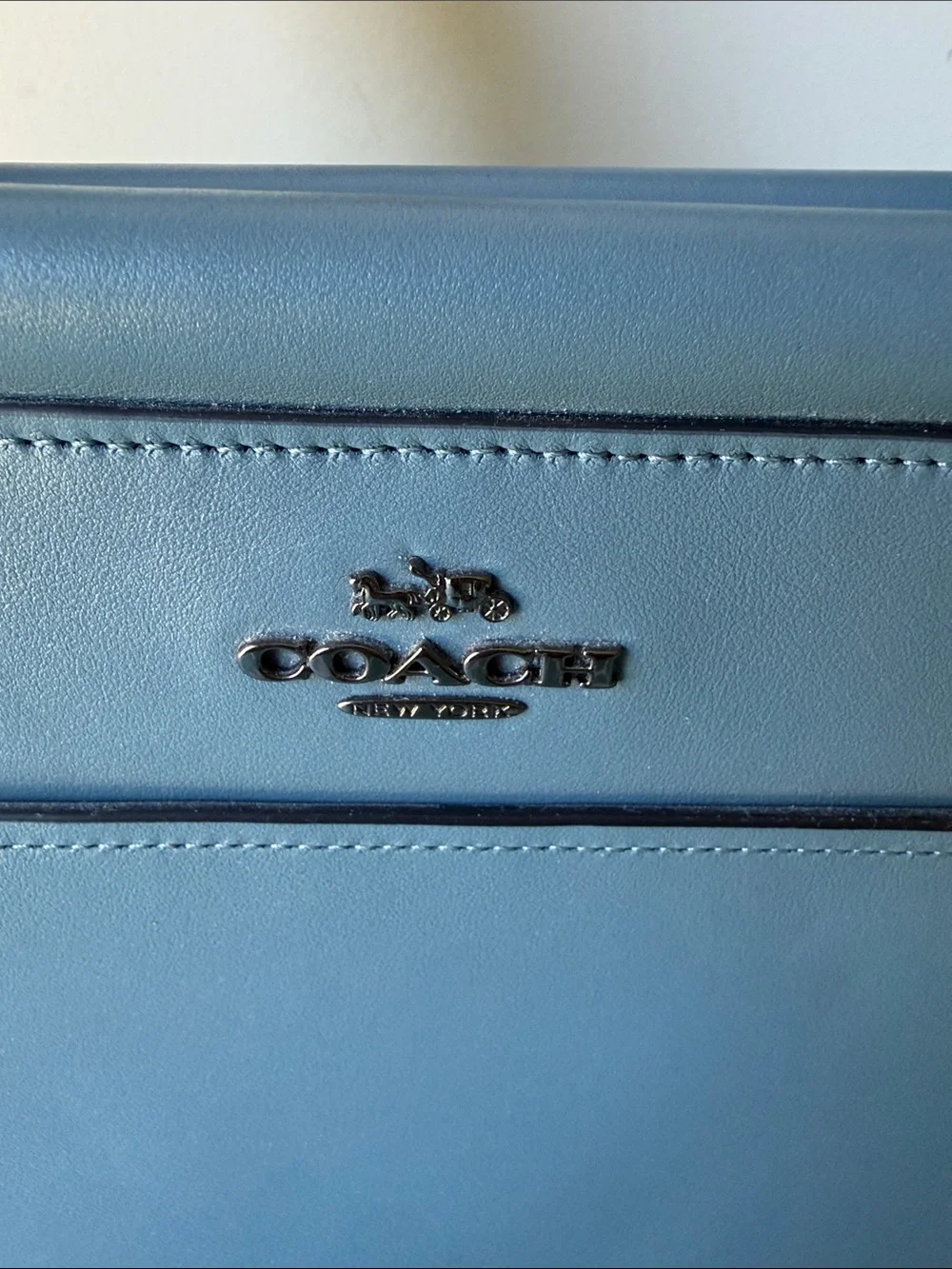 Coach Blue Leather Structured Top-Handle Satchel